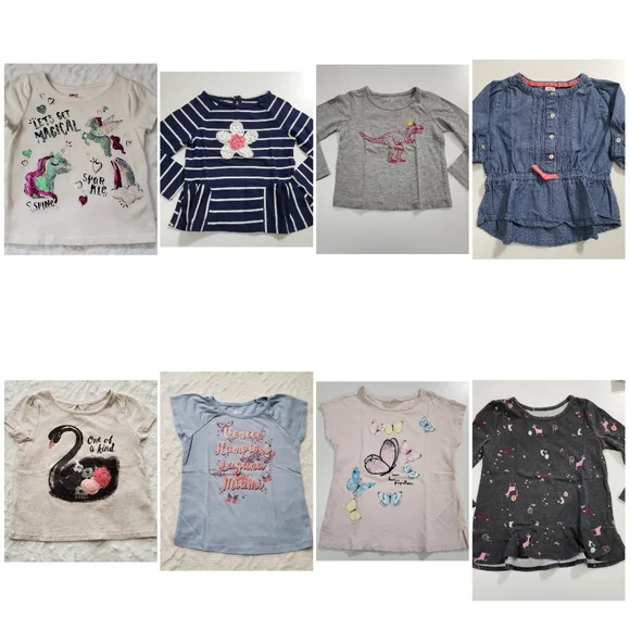 Toddler Girls Bundle Lot or 8 Fun Colorful T-shirt Tops Size 24m 2t 3t